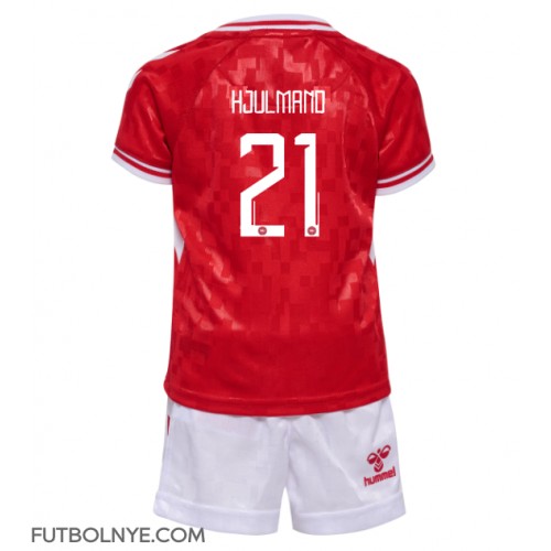 Camiseta Dinamarca Morten Hjulmand #21 Primera Equipación para niños Eurocopa 2024 manga corta (+ pantalones cortos)